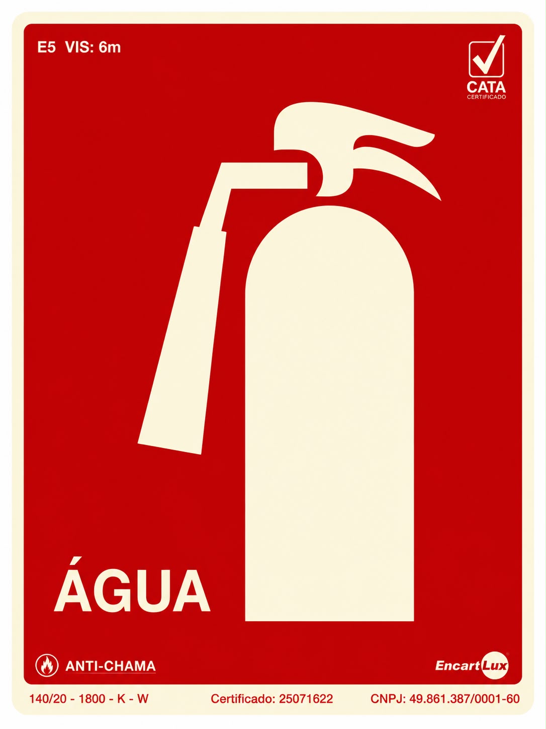 Placa Fotolumin Extintor Agua PAF230 