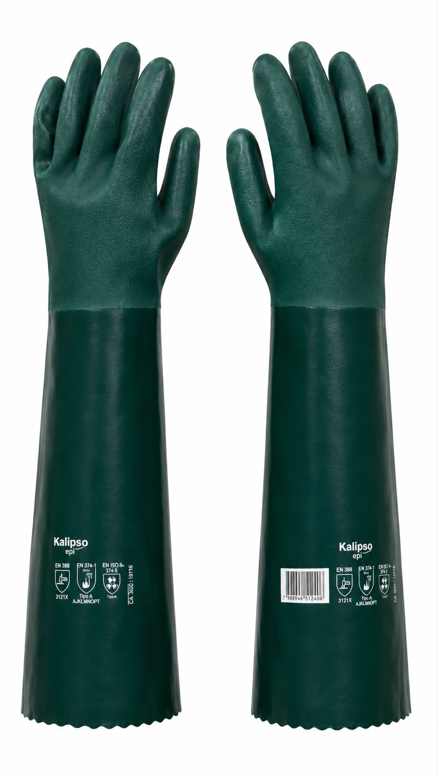 Luva Pvc Kalipso 45CM Forrada Palma Aspera 