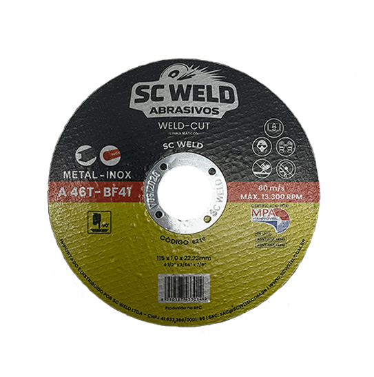 DISCO DE CORTE 4½" X 1,00MM X 7/8" MATCON 