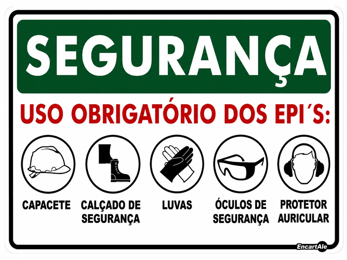 Placa Seguranca Uso Obrigatorio Epis PS801 30X20CM 