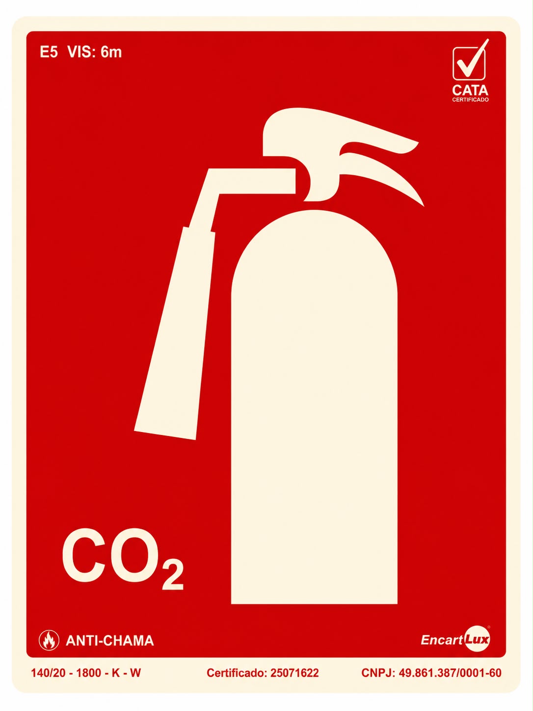 Placa Fotolumin Extintor CO2 PAF232 