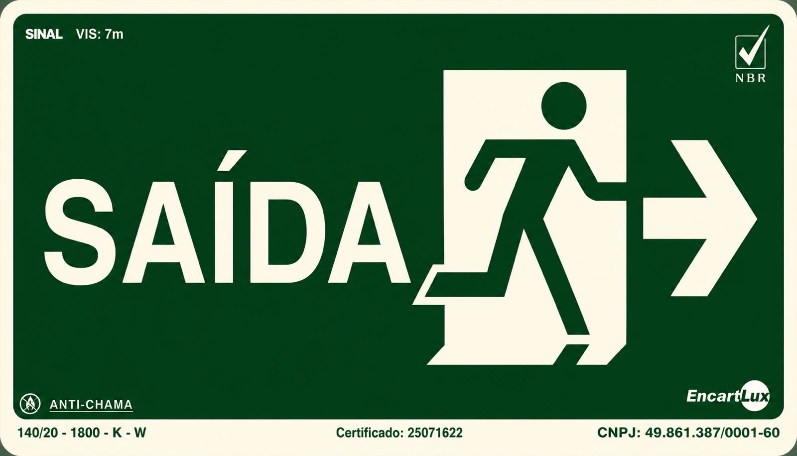 Placa FOTOLUM. Saida Emergencia Direita Sed 15X30 