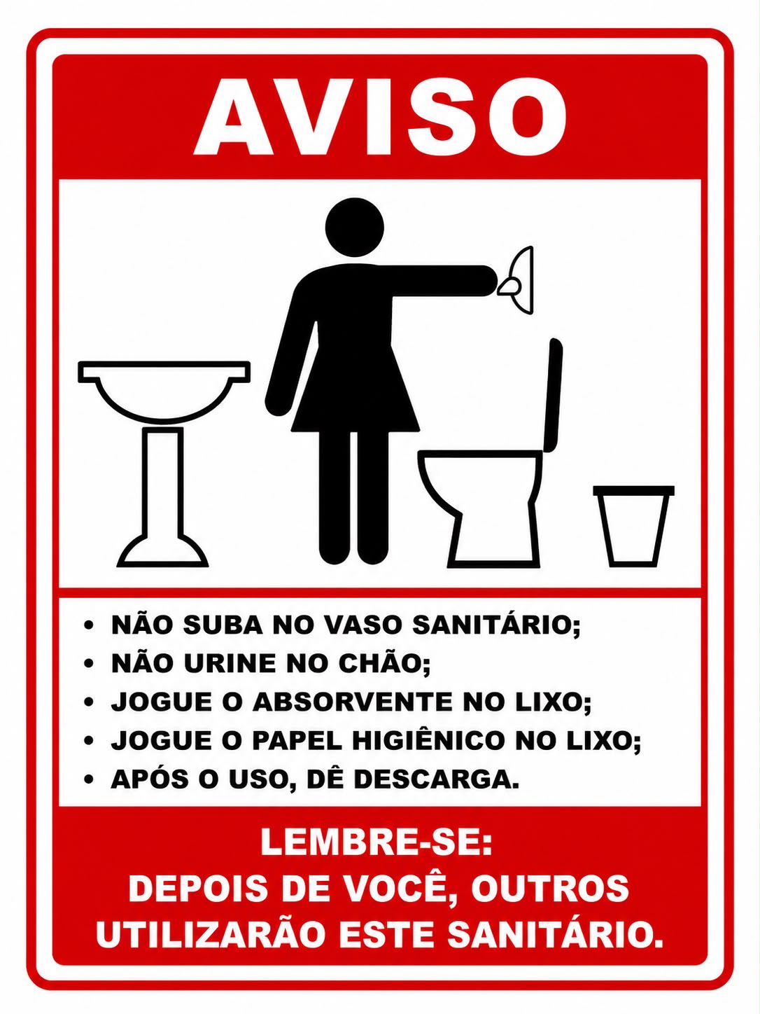 Placa Higiene Banheiro Feminino PS102 15X20CM 