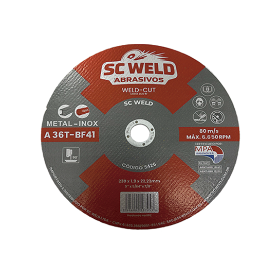 DISCO DE CORTE 9" X 1,9MM X 7/8" ECO WELD-CUT 